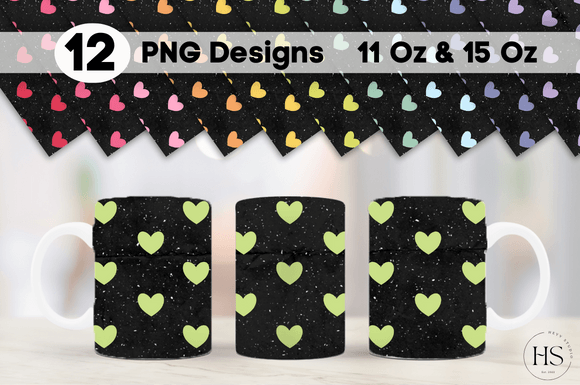 Download 12 Grungy Texture Hearts Mug Sublimation - Grungy texture Collection